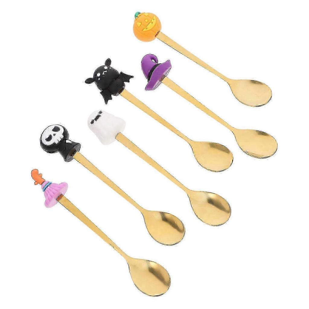 2026 Best!! Halloween Elements Spoon Dessert Scooping Golden Resin Material 6Pcs For Family Dining
