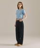 BASIC HOUSE Women'S Round Crop Short Sleeve T-Shirt Blue Lats0202