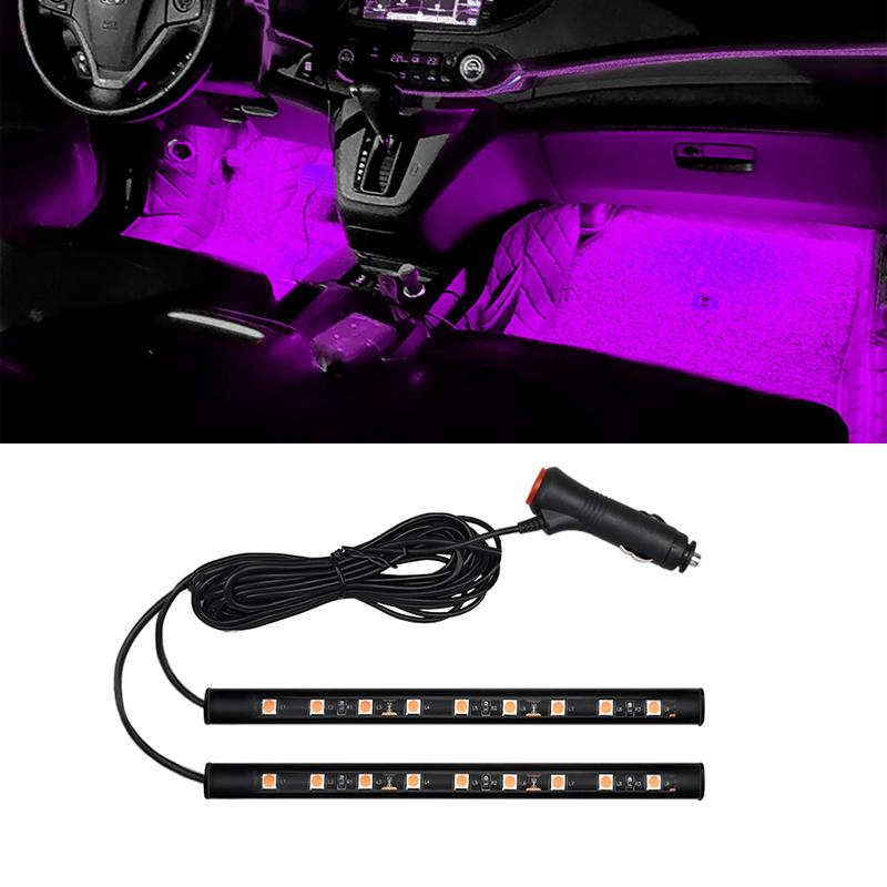 18 LED Car Neon Light Foot Light 2 In 1 LED Interior Decoration Backlight Cigarette Lighter Atmosphere Lamp Vehicle Accessories