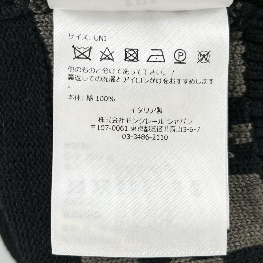 Ausgezeichnete MONCLER Strickmütze BERRETTO Logo-Patch schwarze Baumwolle Damen Gebraucht