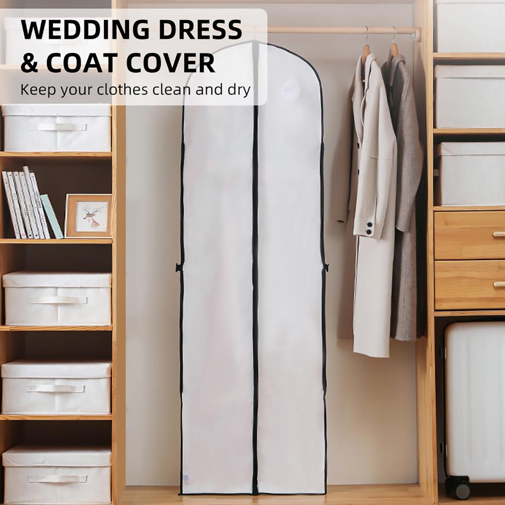 60*180cm Garment Bag Large Hanging Garment Cover Washable Wedding Dress Bag Travel Use