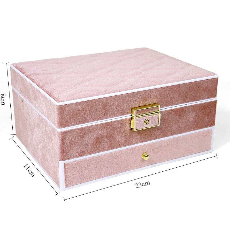 

Large Capacity Jewelry Organizer Box Necklace Rings Protect Case LED Light Jewellery Display Boxes Drawer Bracelet Storage Cases розовый