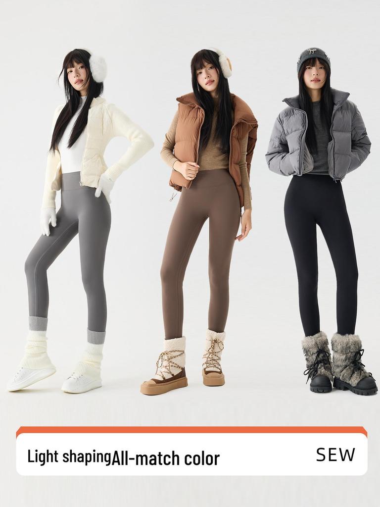 Damen Shark Slim-Fit Samtgefütterte Warme Baumwoll-Yogahose - Herbst/Winter Kollektion 2025