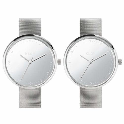 KLON Pair Watches, Silver, Perfect Gift for Couples, Pwatch-waka38-sm-mr