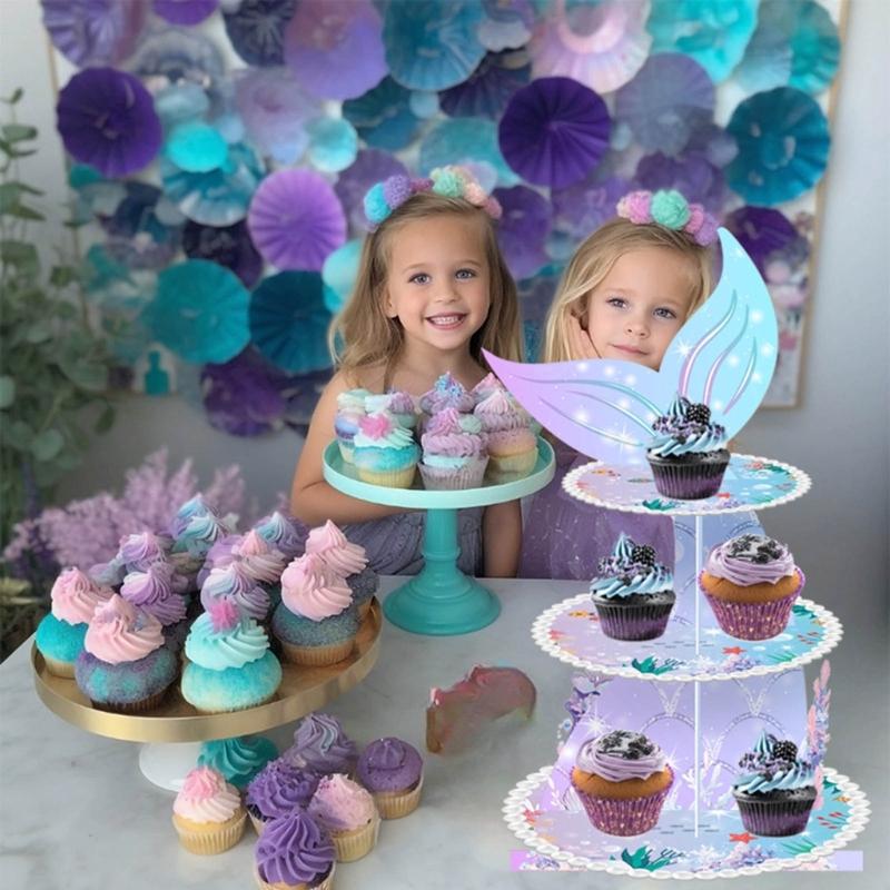 Convenient 3Tier Cupcake Stand Portable Cake Stand Convenient Cardboard Cupcake Tiers Stands for Different Gatherings
