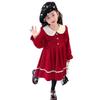 2024 Girls' Long-Sleeve Red Festive Winter Dress - New Year Princess Skirt