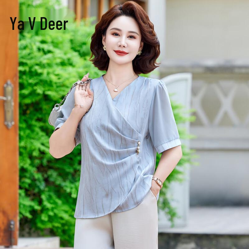 Yalu Summer Loose Short Sleeve T-shirt for Middle-aged Women 4XL