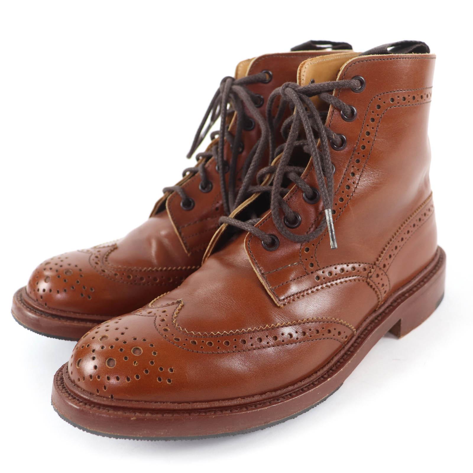 

Great Tricker s boots Moulton Wingtip Country Boots Leather Brown Women L5780 Used