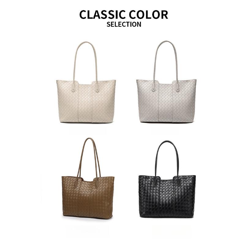 Borsa Tote da Donna in Vera Pelle 2026 Nuova alla Moda Borsa a Spalla Intrecciata Grande Capacità Borsa da Lavoro Texture Morbida