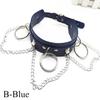 Women'S Fashion Punk Street Snap Nightclub Pu Leather Choker Metal Ring Chain Necklace Collar Rivets Goth Belt Adjustable Buckle Neck Accessories