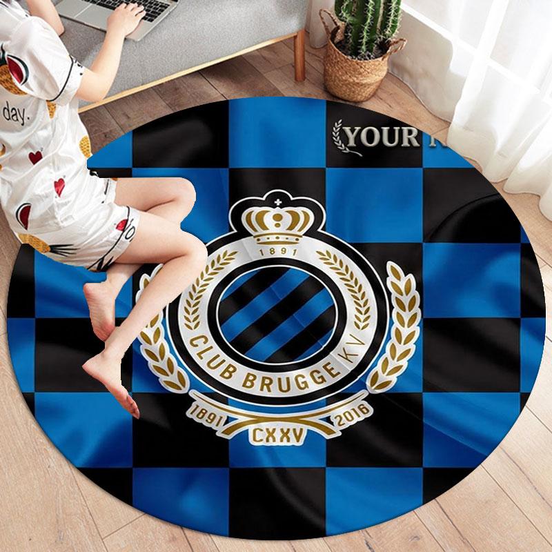 Club Brugge KV Custom Name Round Area Rug,Carpet Rug for Living Room Bedroom Sofa Playroom Decor,Non-slip Floor Mat