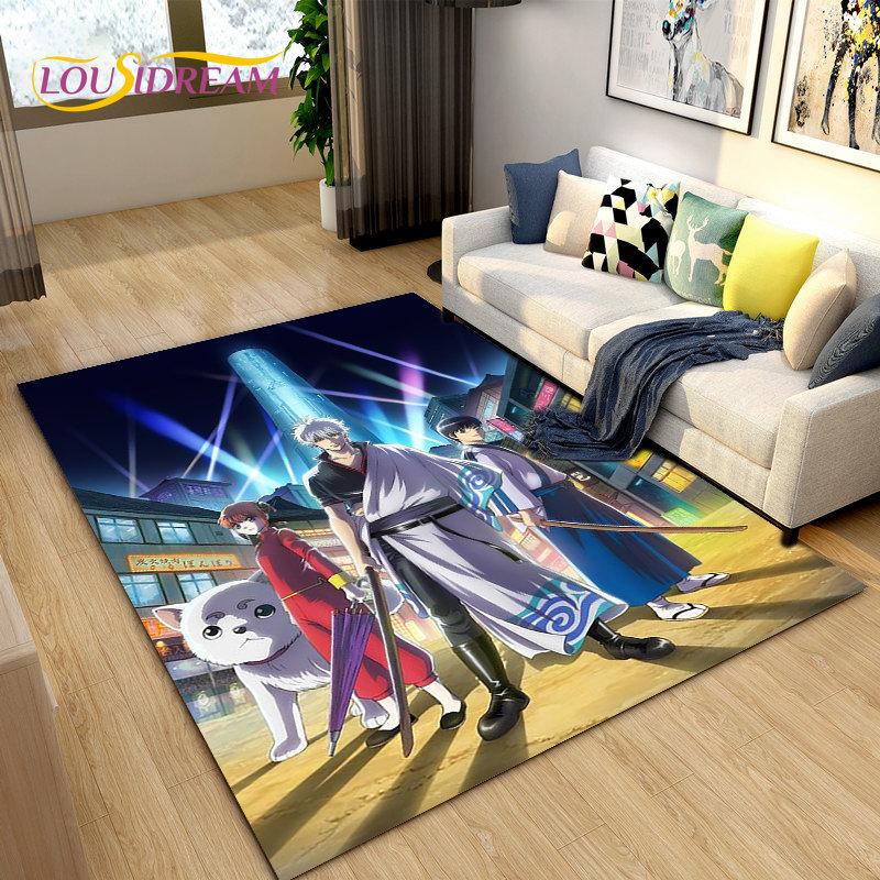 Anime Gintoki Kagura Gintama Area Rug,Carpet Rug for Living Room Bedroom Sofa Doormat Decoration, Kids Play Non-slip Floor Mat