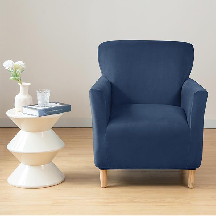 Cover For Small Armchair S, Velvet, Navy Blue