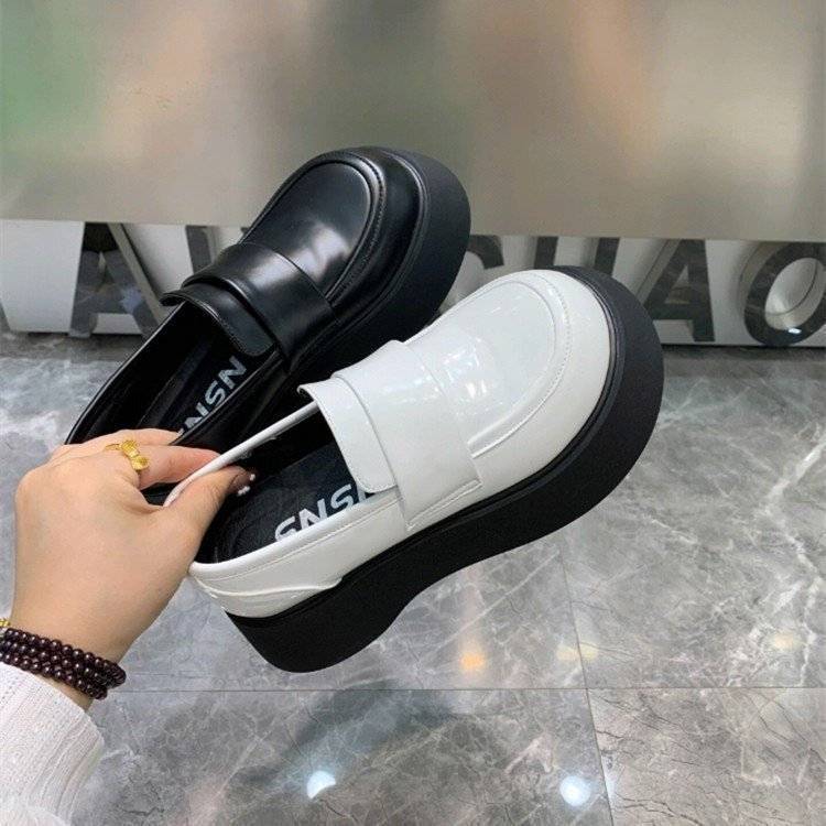 2021 autumn new versatile one-pedal loafers flat-soled platform student Lolita jk small leather shoes women's single shoes