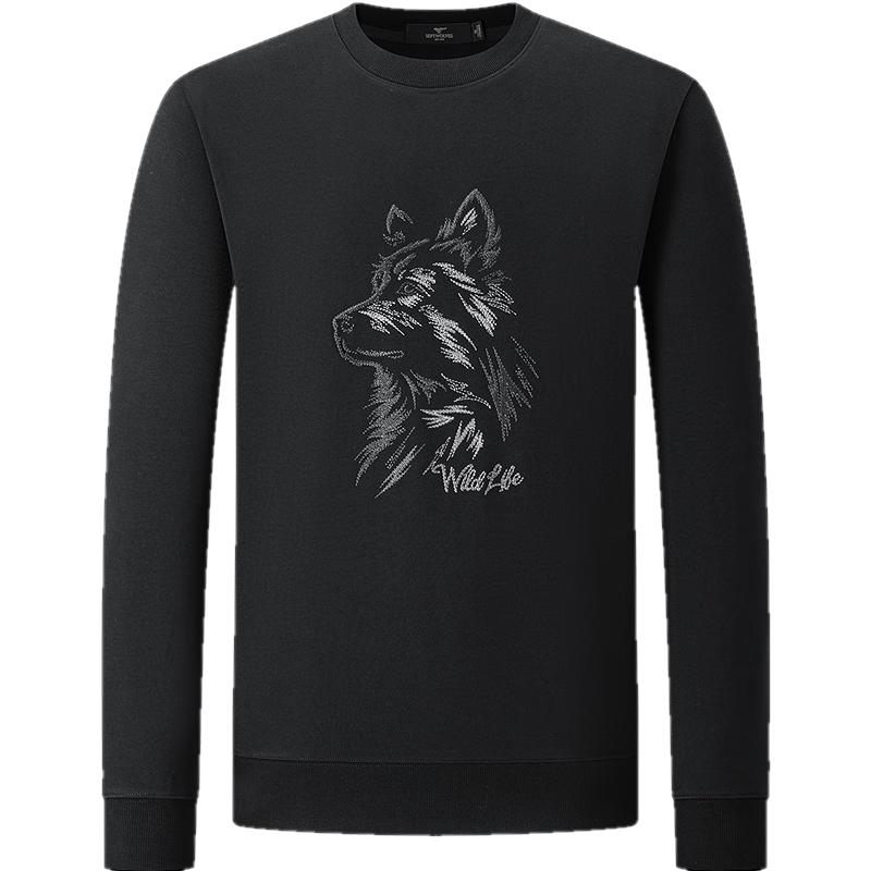 

Мужской антибактериальный свитшот Qipiwang с круглым вырезом и головой волка 2XL