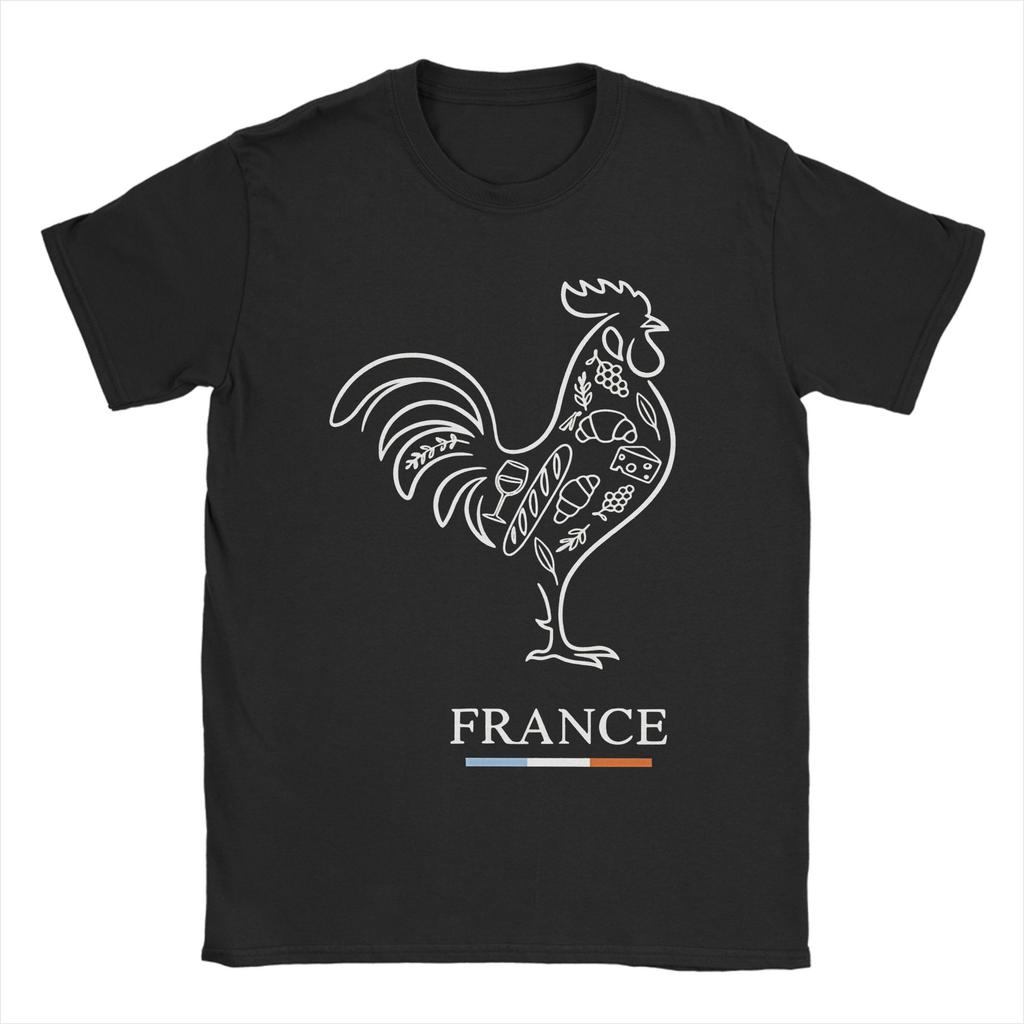 French Rooster France Flag  TShirts for Unisex  Novelty 100 Cotton Tees Round Collar Short Sleeve T Shirts Big Size Tops