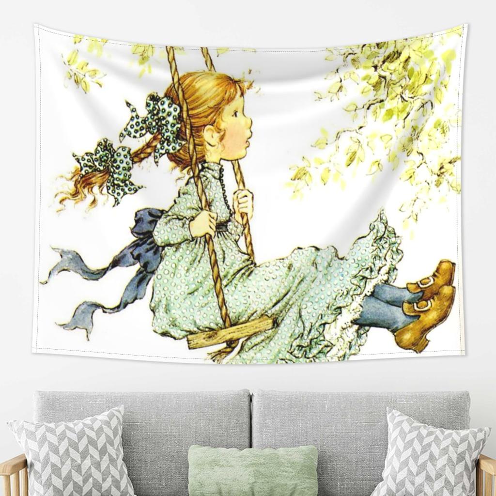 Sarah Kay Swing Girl Tapestry Decor Art Aesthetic Tapestries for Living Room Bedroom Home Wall Cloth Wall Hanging