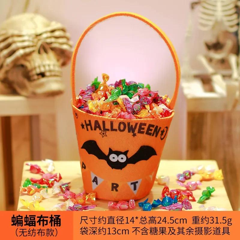 Halloween Pumpkin  Portable Candy Bags Cartoon Pumpkin Black Cat Bat Witch Ghost Kids  Gift Trick Or Treat Happy Halloween Day