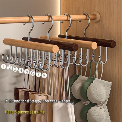 Multifunctional Wooden Sling Hanger for Underwear & Vests - Solid Wood Hook & Wave Clothes Rack