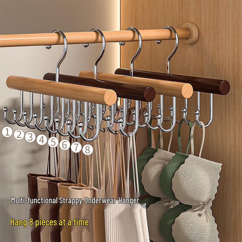 Multifunctional Wooden Sling Hanger for Underwear & Vests - Solid Wood Hook & Wave Clothes Rack