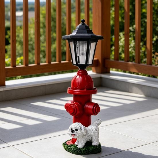 Solar Resin Garden Light with Frog Puppy Design Cute Animal Statue for Yard Patio Balcony Auto On/Off Waterproof Fade-Resistant Unique Outdoor