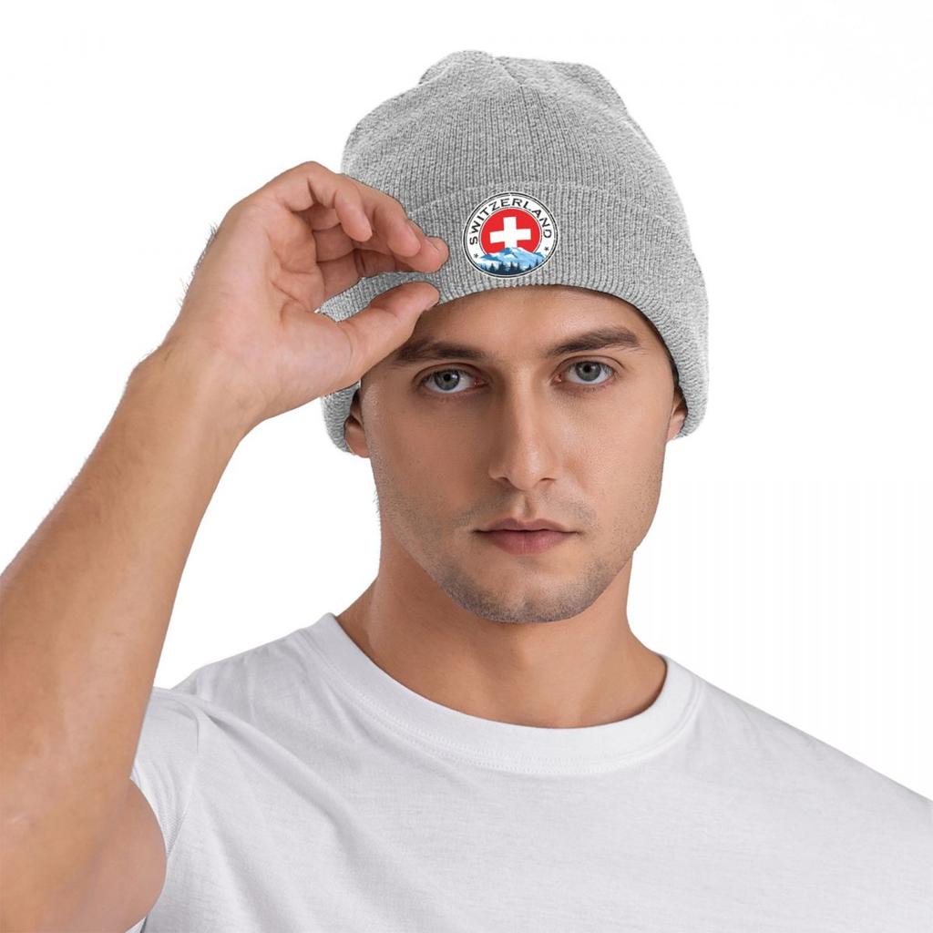 Znak Švýcarska Vlajka Teplá Pletená Čepice Zimní Pletená Čepice Čepice Beanie Hip Hop Čepice pro Unisex