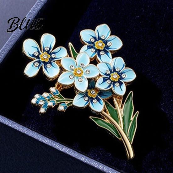 Unique Jewelry for Daily Wear Forget Me Not Flower Brooch Alloy Blue Floral Lapel Pin Memorial Enamel Small Brooch Pin Coat Dress Hats,