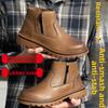 steel toe cap boots waterproof leather work shoes with side zipper anti-slip sneakers men anti smash anti puncture safety shoes