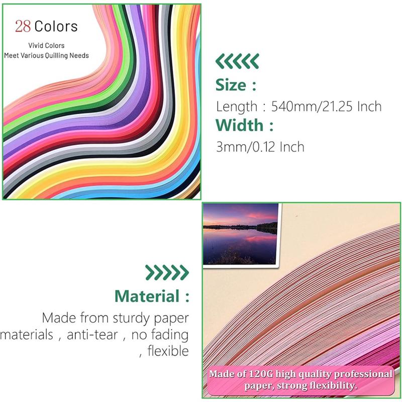 Sada pro papírové quilling s 28 barvami 700 proužků 3MM quillingový papír 6 kusů nástrojů v ceně