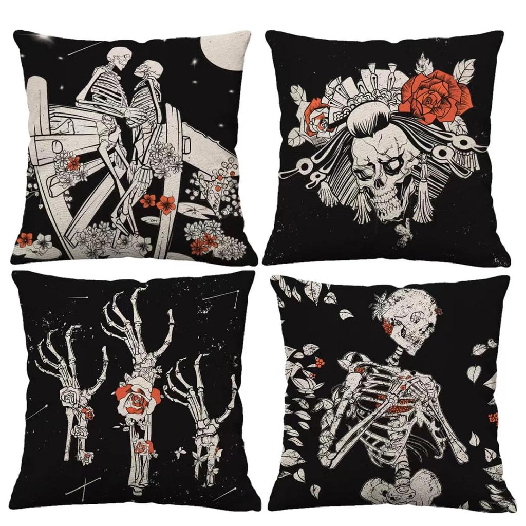 Halloween Pumpkin Skeleton Pillow Festival Home Party Decoration Living Room Sofa Cushion Bedroom Bedside Pillow Cover