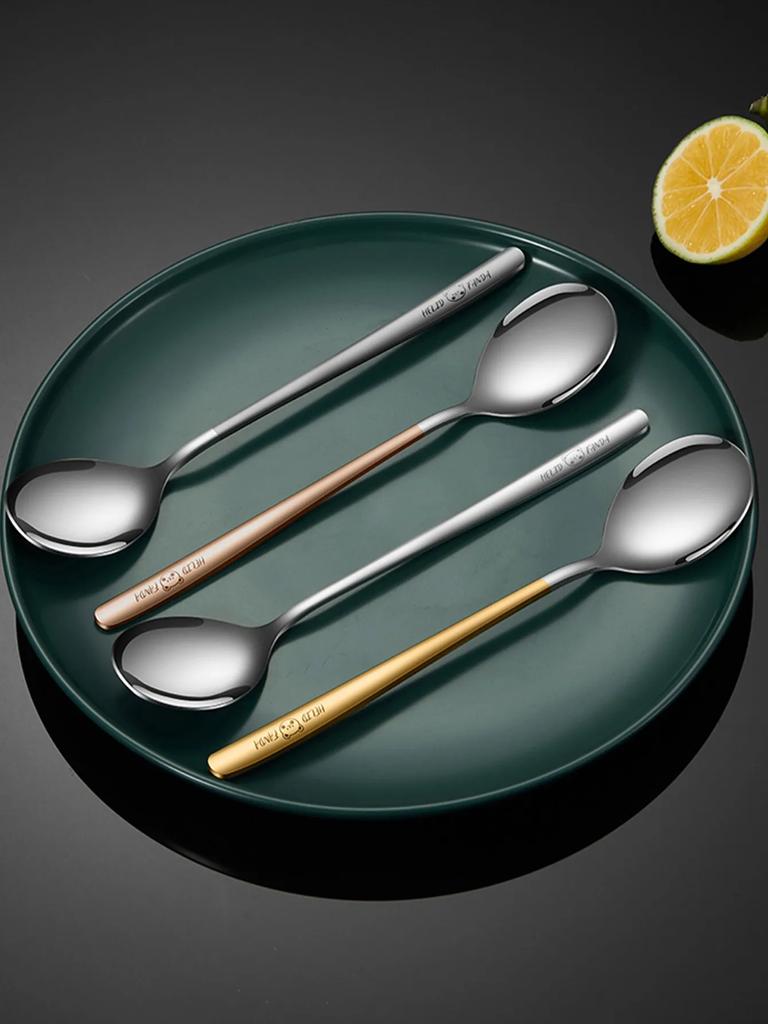 VERDTKJØP 316 rustfri stålskje Husholdningsservise Langskaft suppeskje Koreansk stil skje Kjøkkenøse Rundhodeskje
