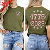 Embroidered America Anniversary Shirt US 250 Years Sweatshirt We The People Independence Day Patriotic Tee with USA Flag