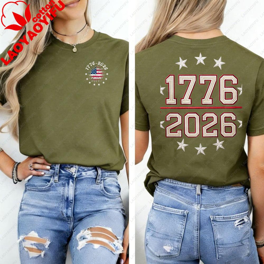 Embroidered America Anniversary Shirt US 250 Years Sweatshirt We The People Independence Day Patriotic Tee with USA Flag