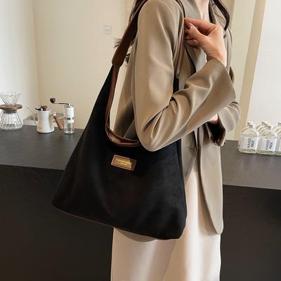 Tote Bag Women's New Large-capacity Autumn and Winter Fashion Retro Maillard Trendy Suede Shoulder Bag