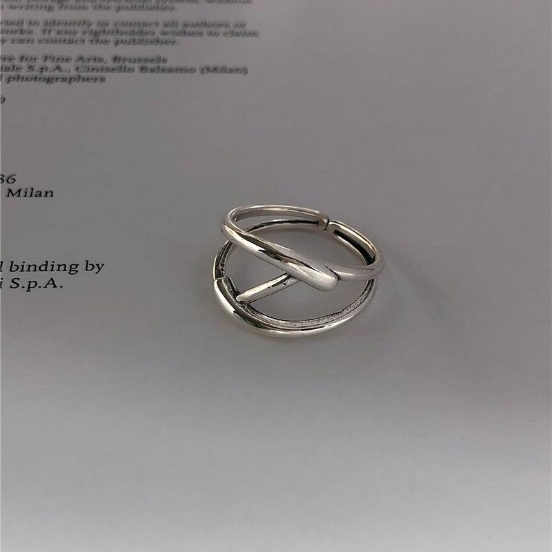Geometric Open Ring for Women - Light Luxury, Retro Style Finger Ring Adjustable Opening