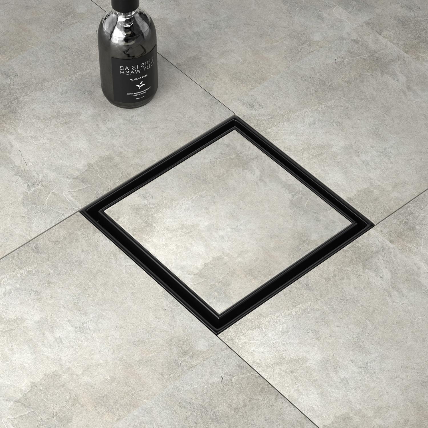 Modern 4 Inch 304 Stainless Steel Floor Drain Black Tile-In Design for Bathroom Free Shipping in USA (Silver,Stainless Steel) серебряный