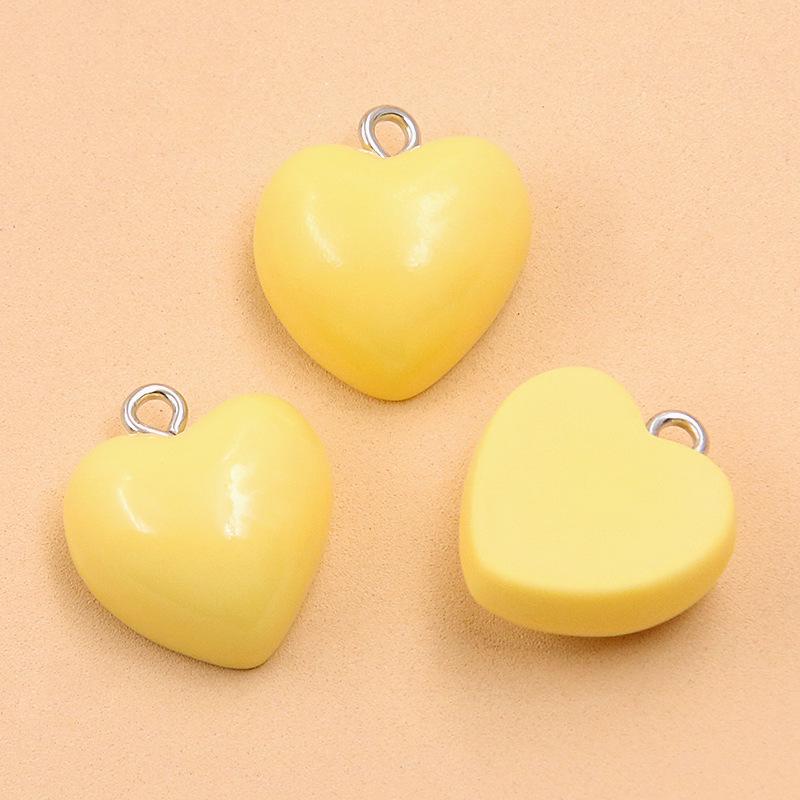 9-Color Geometric Heart Resin Charms: 17x18mm for Bags, Necklaces, Bracelets, Phone Pendants