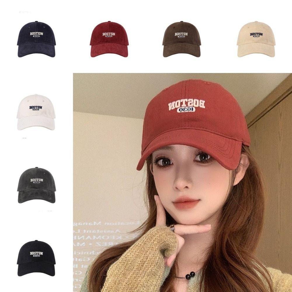 Letter Embroidery Peaked Cap Wide Brim Curved Brim Hat Fashion Baseball Cap  Couple