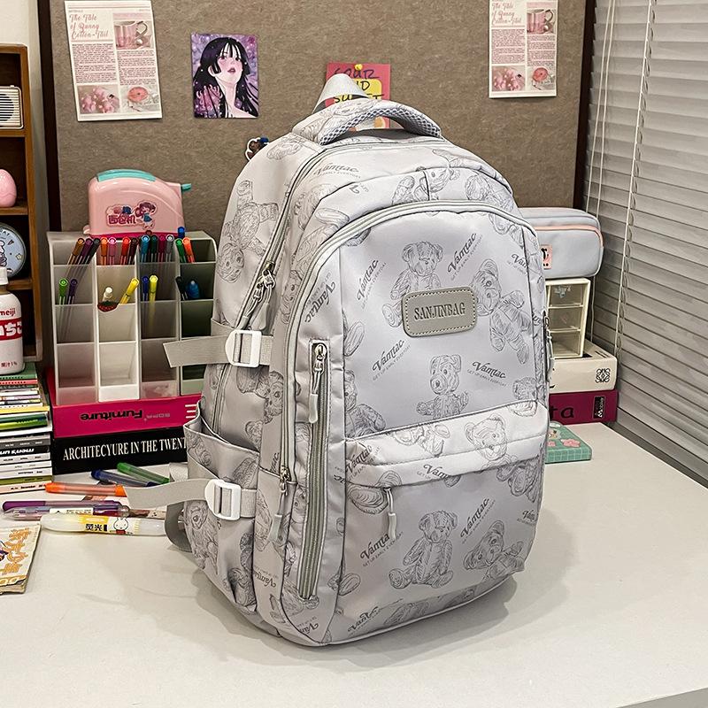 School bag junior high school girl Japanese cute printed bear new high school backpack cute girl travel backpack