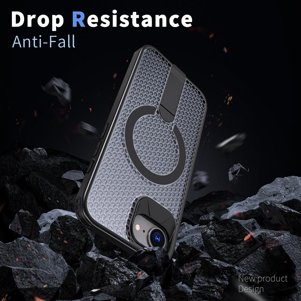 KEYSION Hollow Heat Dissipation Case for MagSafe for iPhone 17e 16e Magnetic Cooling Hide Kickstand Shockproof Phone Back Cover