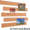Cooraby 12 Pack Cork Strips 15 X 2 Inch Frameless Self-Adhesive Cork Board with 40 Pieces Cork Board P for Classroom Office
