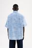 Machinist Men's Oversized Embroidered Cotton Muslin Shirt – Blue S