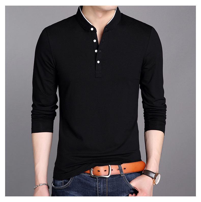 

Men s Korean Style Slim-Fit Solid Long-Sleeve Stand Collar T-Shirt XL