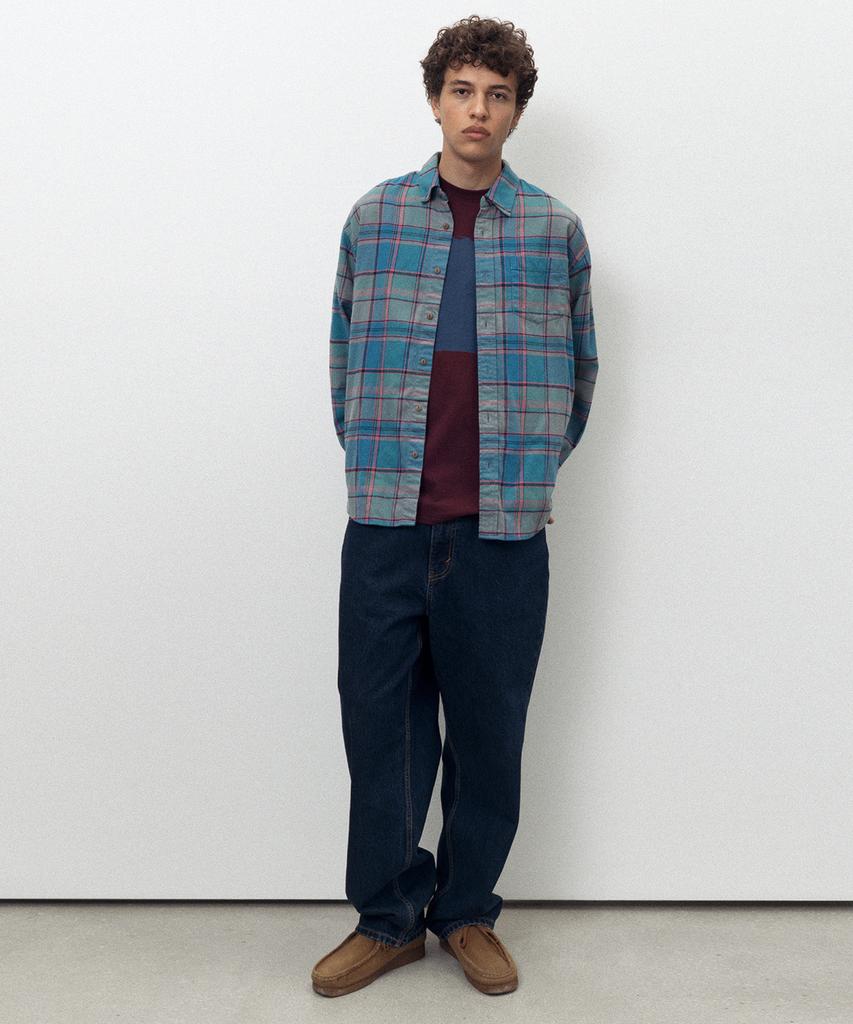THISISNEVERTHAT Flannel Check Shirt Teal Blue