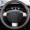 Black Artificial Leather Steering Wheel Covers Hand-stitched Car Steering Wheel Cover For Ford Focus 2 2005-2011(3-Spoke)