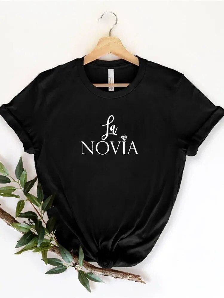 2023 Women La Novia Spain Inscriptions Team Bride Femme Wedding Shower T-Shirt Girl Bachelorette Hen Party T Shirts Unisex