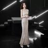 Sequined Fishtail Evening Dress Dress Women's 1011 New Temperament Long Shoulder Tassel Presides Over the Annual Meeting Banquet