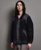 Ffeff Studio Vintage Washed Wool Half Zip-Up Jacket (Navy)