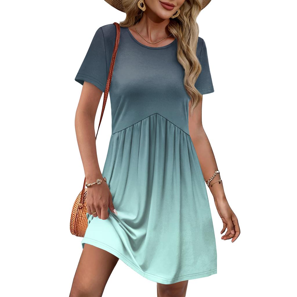 Dresses For Women Short Sleeve O Neck Casual Dresses Waist Maternity Dress With Pockets