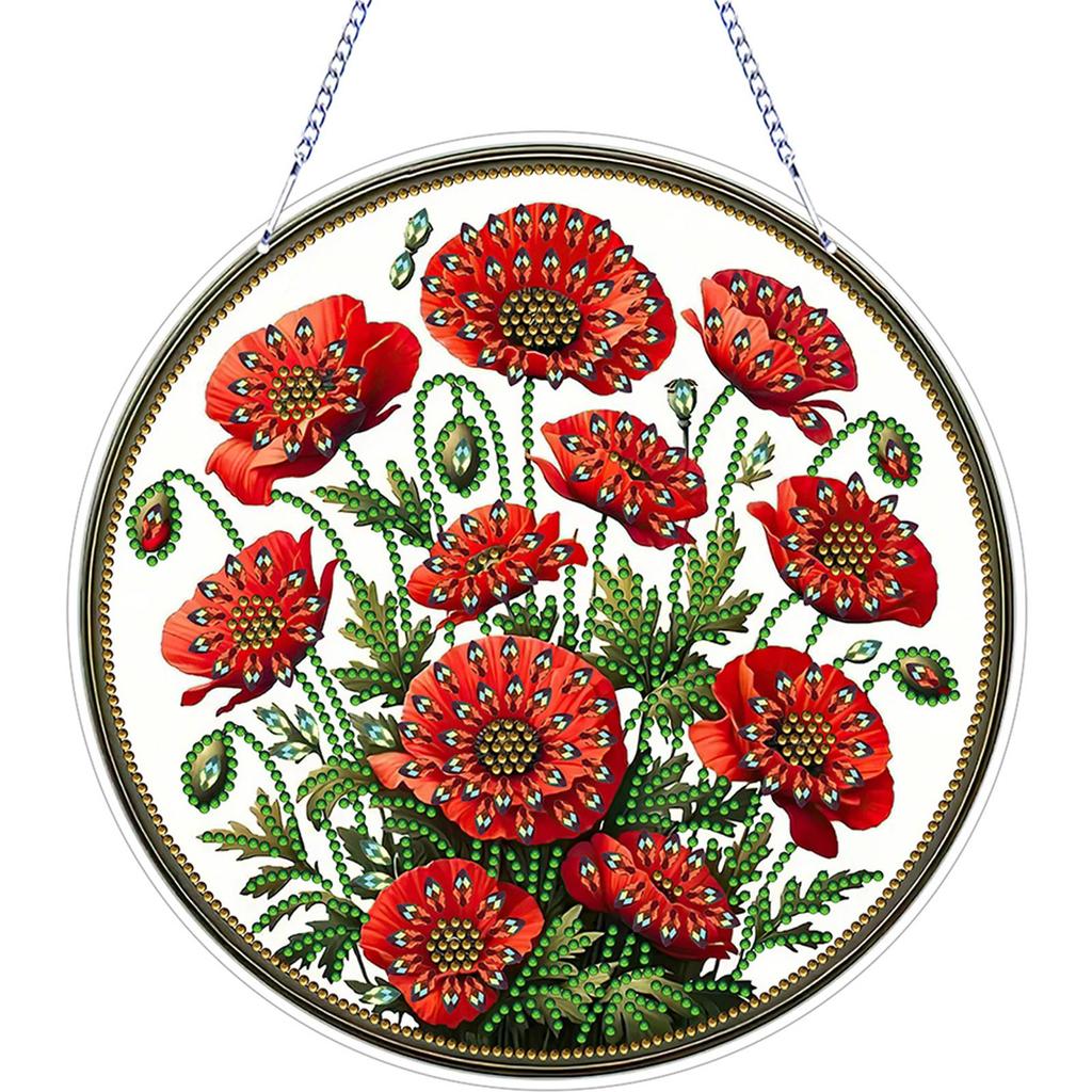 2D Flaches DIY Diamant Art Sonnenfänger Diamantmalerei Set Strass Diamant Art Fensteranhänger Fenster Hängende Kunst für Heimdekoration